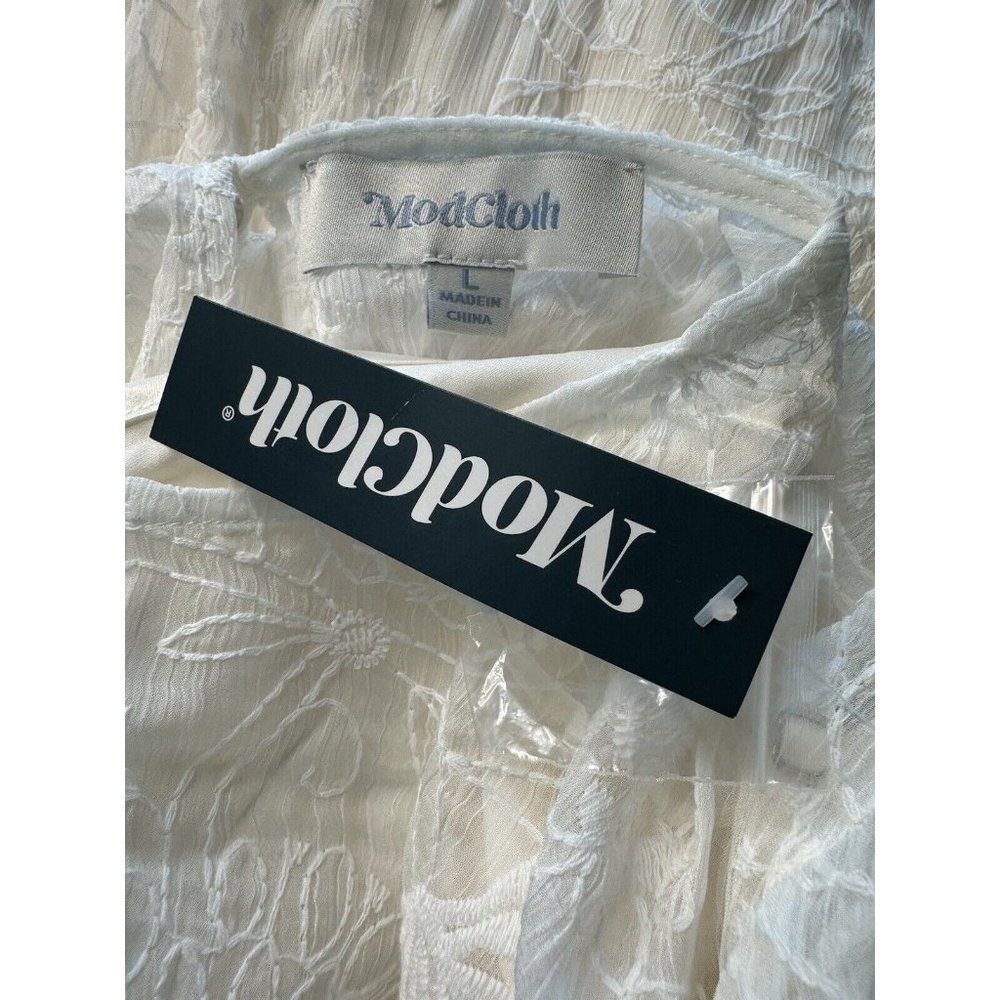 Modcloth “Just The Beginning” White Maxi Dress Lace Long Sleeve Size Large NWT - Picture 6 of 16